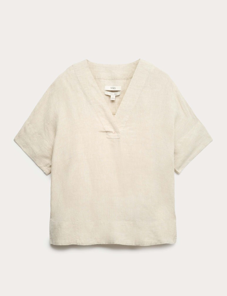 Pure Linen V-Neck Popover Top