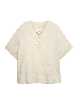 Pure Linen V-Neck Popover Top
