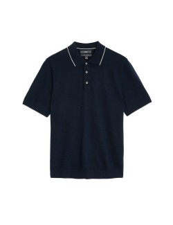 Cotton Rich Short Sleeve Knitted Polo Shirt