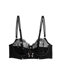 Prodloužená balkonová podprsenka Leah s výšivkou a kosticemi (A–E)