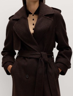 Checked Belted Longline Tailored Coat