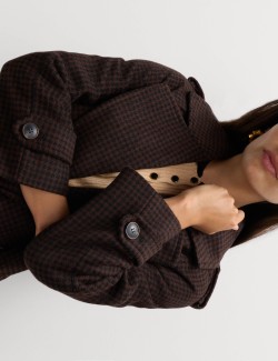 Checked Belted Longline Tailored Coat