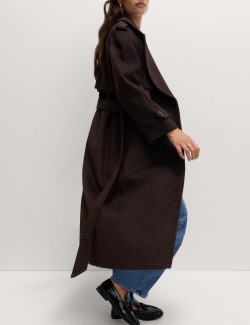 Checked Belted Longline Tailored Coat