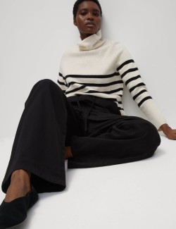 Džínové kalhoty se širokými nohavicemi, v pase stahovací na šňůrku