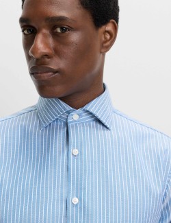 Regular Fit Pure Cotton Striped Luxury Shirt