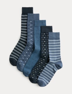 5 Pack Cool & Fresh Geometric Cotton Rich Socks