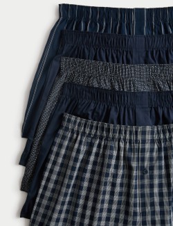 5pk Pure Cotton Assorted Woven Boxers