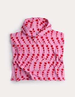 Pure Cotton Heart Printed Poncho (2-8 Years)