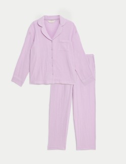 Mušelínová pyžamová souprava s malými vzory, z čisté bavlny