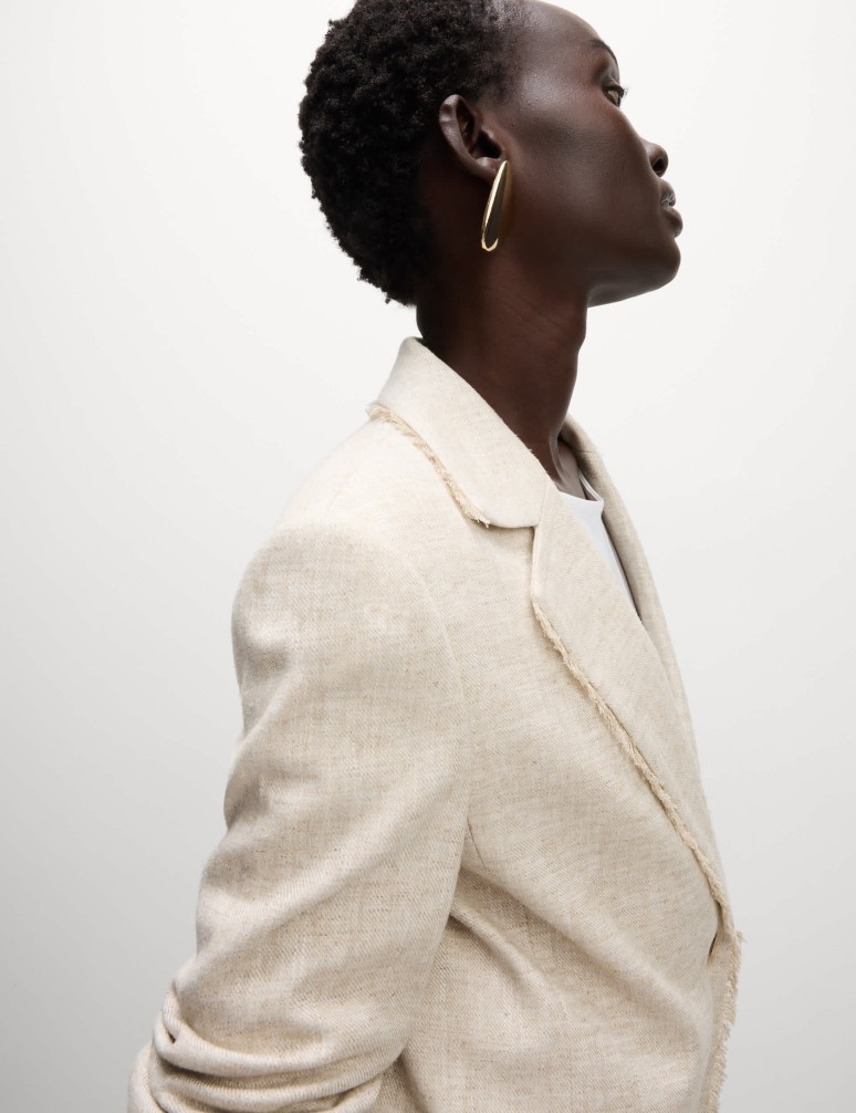 Linen Rich Melange Frayed Edge Blazer