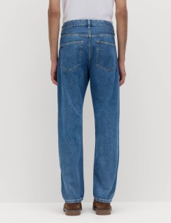 Straight Fit Pure Cotton Flat Front Jeans