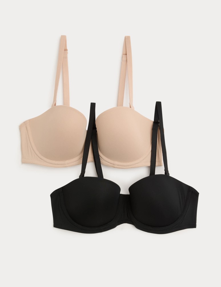 2 Pack Wired Strapless Bras (A-E)