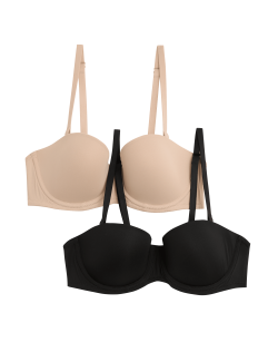 2 Pack Wired Strapless Bras (A-E)