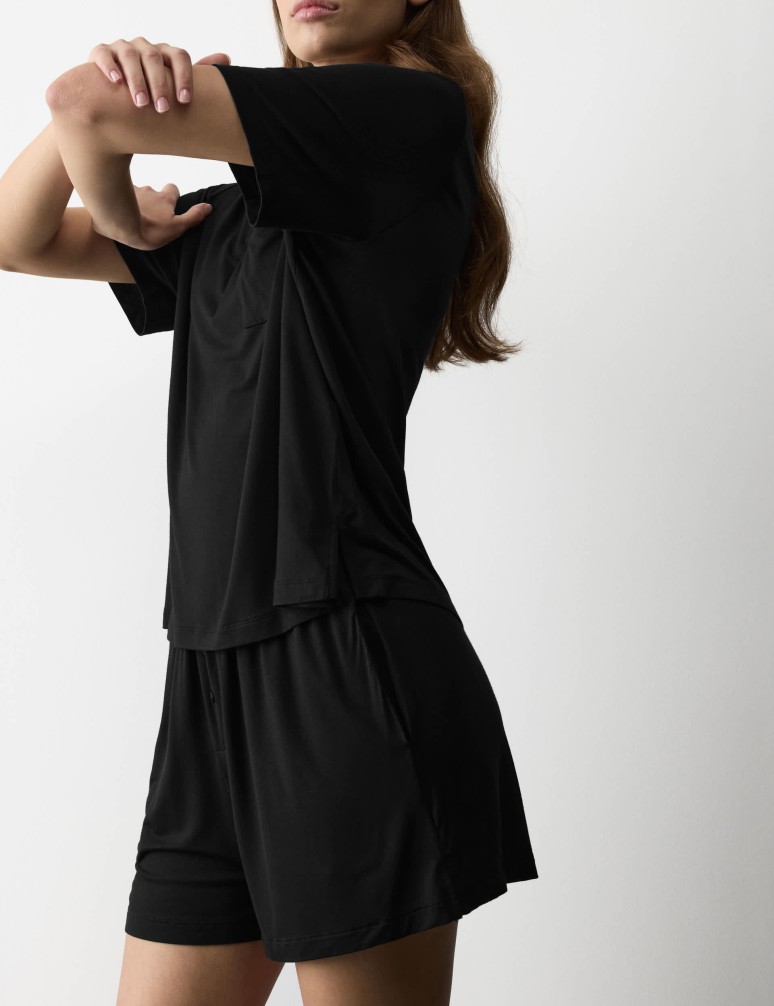 Button Fly Detail Pyjama Shorts