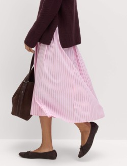 Pure Cotton Striped Midi Circle Skirt