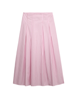 Pure Cotton Striped Midi Circle Skirt