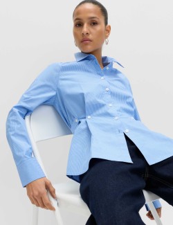 Proužkovaná košile z čisté bavlny s ozdobnými knoflíky