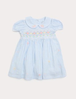 Pure Cotton Smock Dress with Knickers (0-3 Yrs)