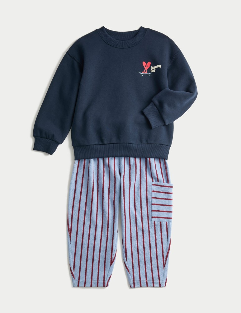 Dvoudílný outfit topu a spodního dílu se srdíčkovým potiskem (2–8 let)