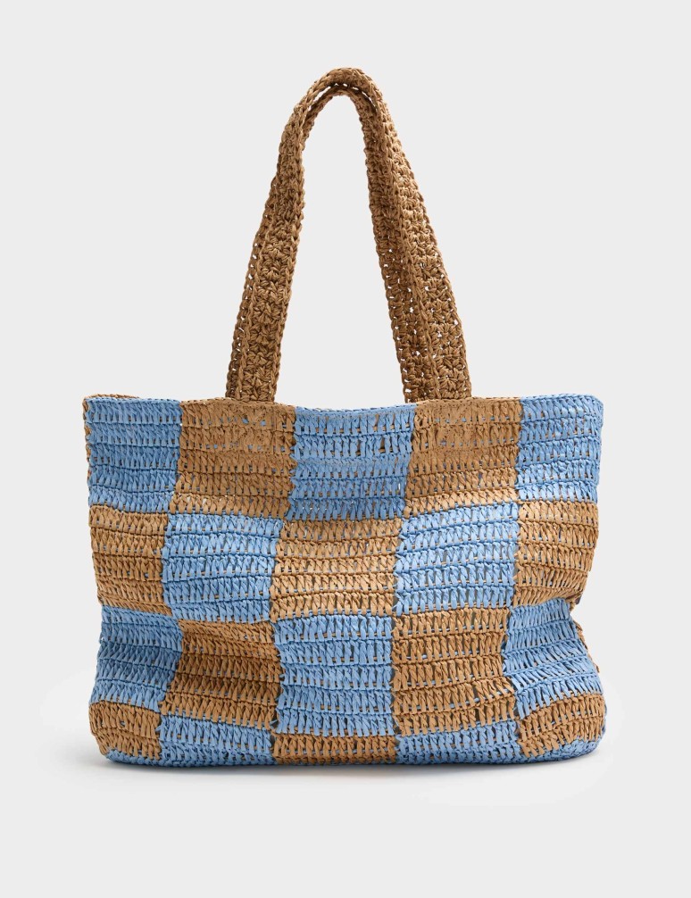Straw Checkerboard Tote Bag