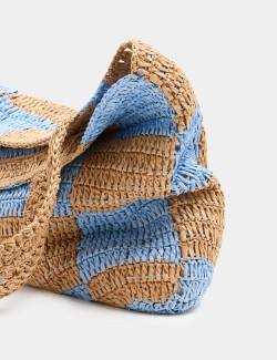 Straw Checkerboard Tote Bag