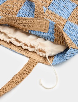 Straw Checkerboard Tote Bag