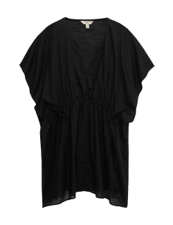 Kaftanové mini šaty z čisté bavlny s ozdobným zavazováním