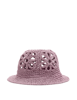 Kids' Straw Flower Turn Up Bucket Hat (18 Mths-13 Yrs)