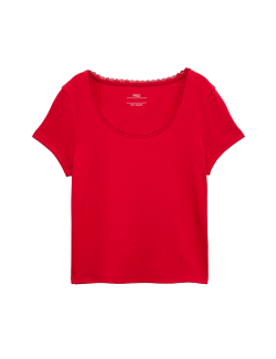 Dětské tričko s krajkovým lemem a vysokým podílem bavlny (6–16 let)