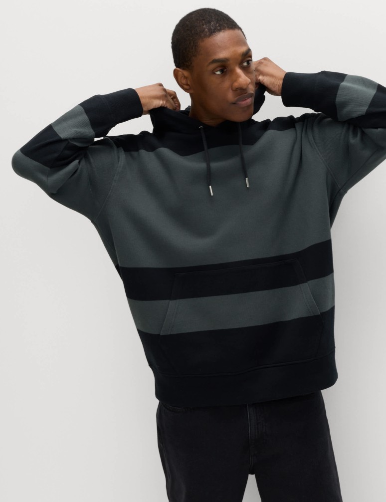 Vícebarevná mikina s kapucí z čisté bavlny