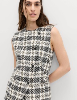 Tailored Checked Asymmetric Single Breasted Waistcoat