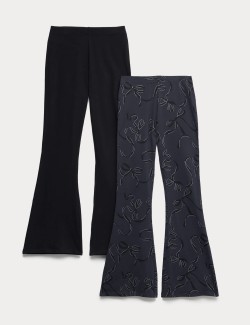 2pk Cotton Rich Kickflare Leggings (6-16 Yrs)
