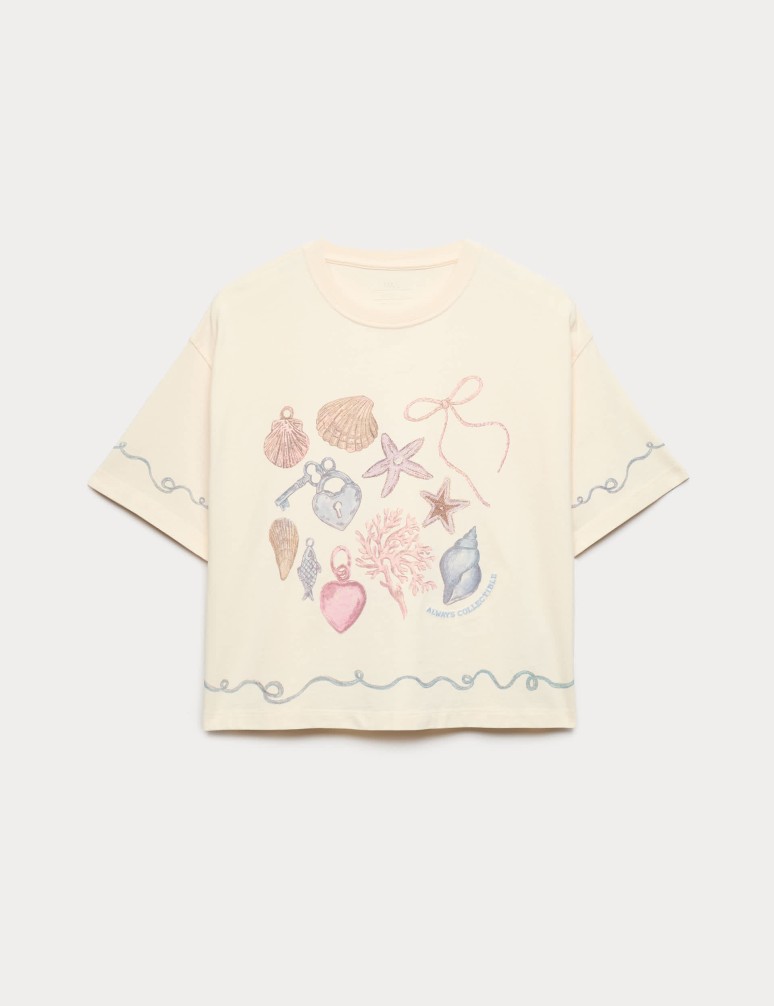 Tričko z čisté bavlny s motivem mušlí (6–16 let)