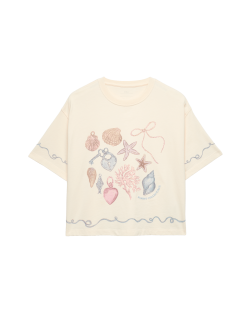 Tričko z čisté bavlny s motivem mušlí (6–16 let)