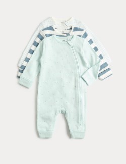 3 Pack Pure Cotton Nautical Sleepsuits  (6½lbs-3 Yrs)