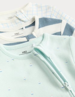 Kombinéza na spaní z čisté bavlny s námořnickým motivem, 3 ks v balení (3 kg – 3 roky)