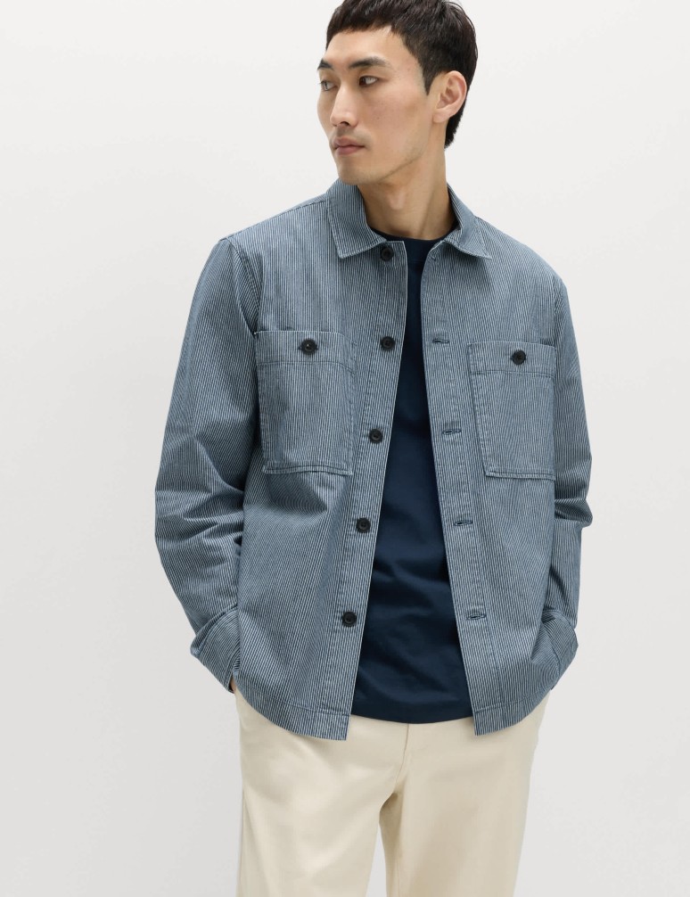 Pure Cotton Striped Overshirt