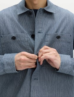 Pure Cotton Striped Overshirt