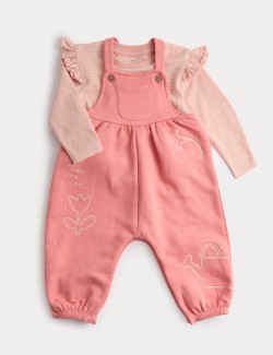 2pc Cotton Rich Jersey Dungarees with Top (0-3 Yrs)
