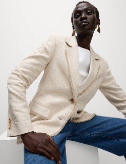Linen Rich Melange Frayed Edge Blazer