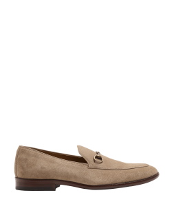 Semišové nazouvací polobotky bez šněrování s ozdobným páskem