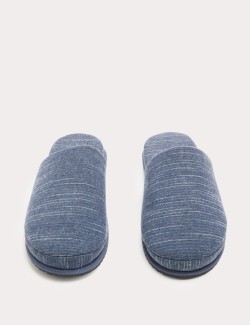Linen Striped Mule Slippers