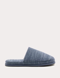Linen Striped Mule Slippers