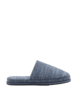 Linen Striped Mule Slippers