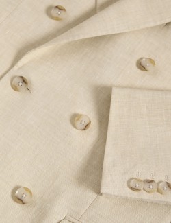 Sako přiléhavého střihu s dvouřadým zapínáním ze směsi italského lnu