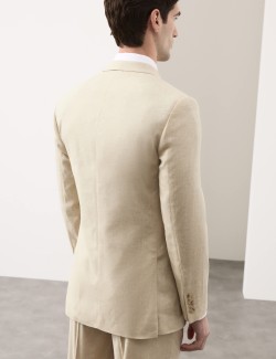 Sako přiléhavého střihu s dvouřadým zapínáním ze směsi italského lnu