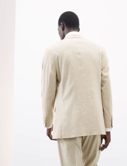 Sako přiléhavého střihu s dvouřadým zapínáním ze směsi italského lnu