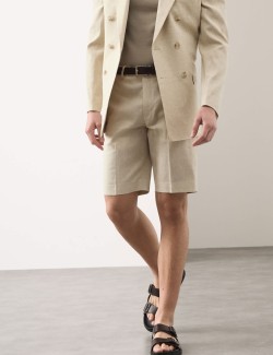 Přiléhavé oblekové šortky ze směsi italského lnu Performance