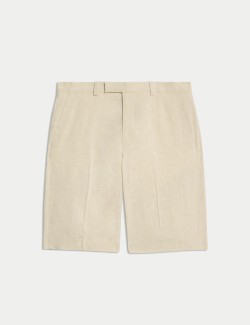 Přiléhavé oblekové šortky ze směsi italského lnu Performance
