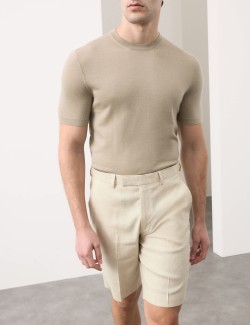 Přiléhavé oblekové šortky ze směsi italského lnu Performance